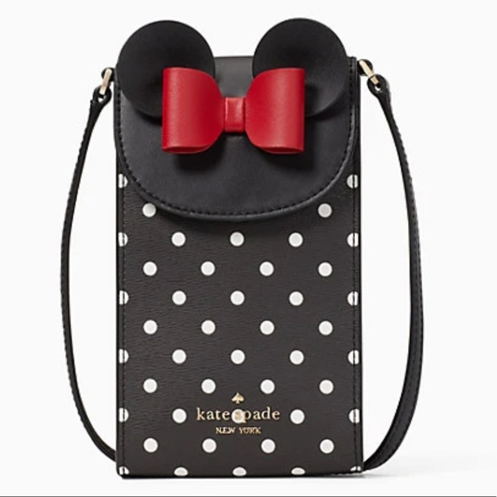 KATE SPADE DISNEY MINNIE MOUSE NORTH SOUTH FLAP PHONE CROSSBODY polka dots
